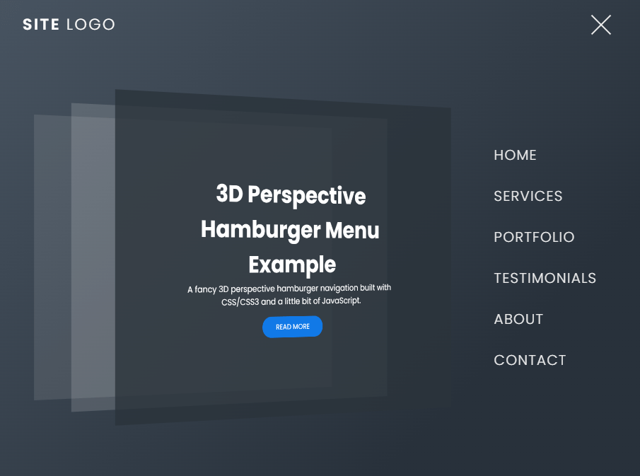 3D Perspective Hamburger Menu